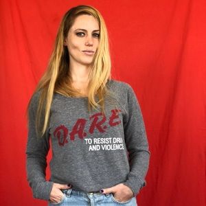 NWOT DARE Drugs 80s Crop Top Soft Crewneck Sweater
